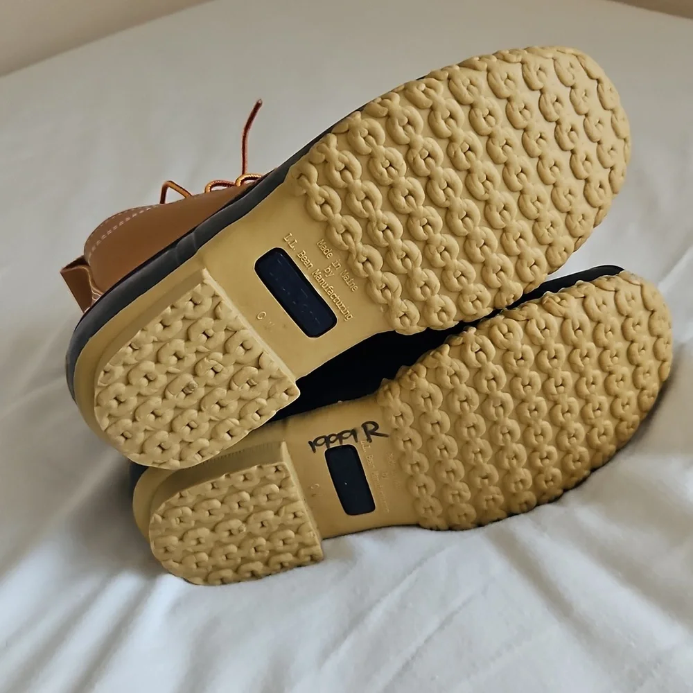 LL Bean Duck Bean Boot Tan Blue Size 7 - Picture 4 of 8